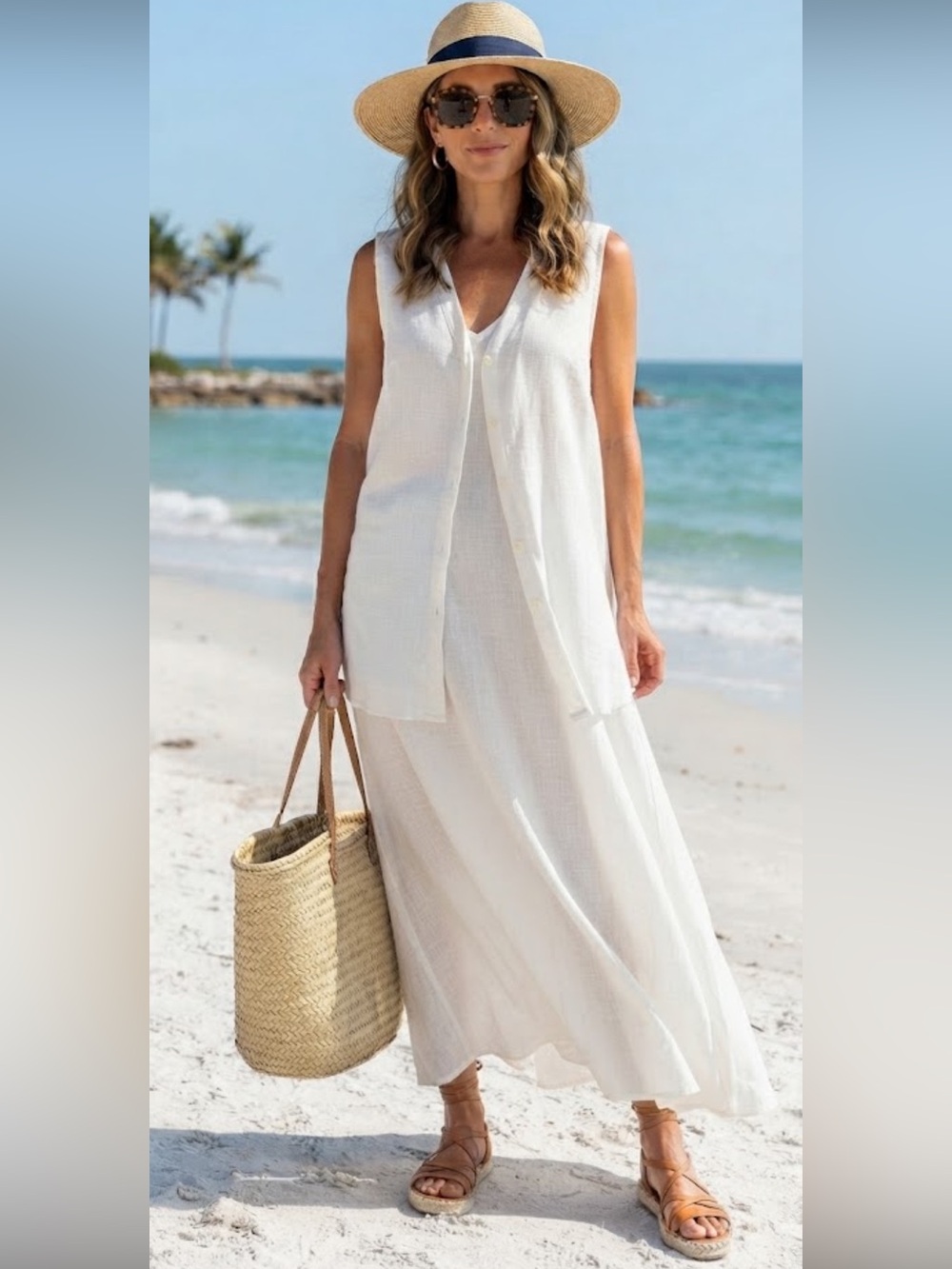 Vintage Cassidy 80’s Ramie Linen Sleeveless Tunic Top
